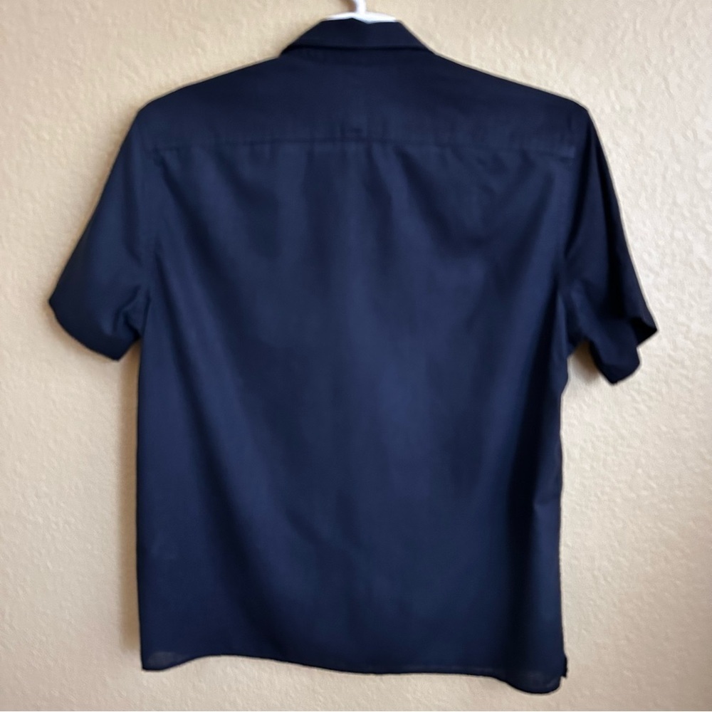Boden Regular Fit Linen/Cotton Short Sleeve Button Down Navy Shirt - Picture 2 of 7